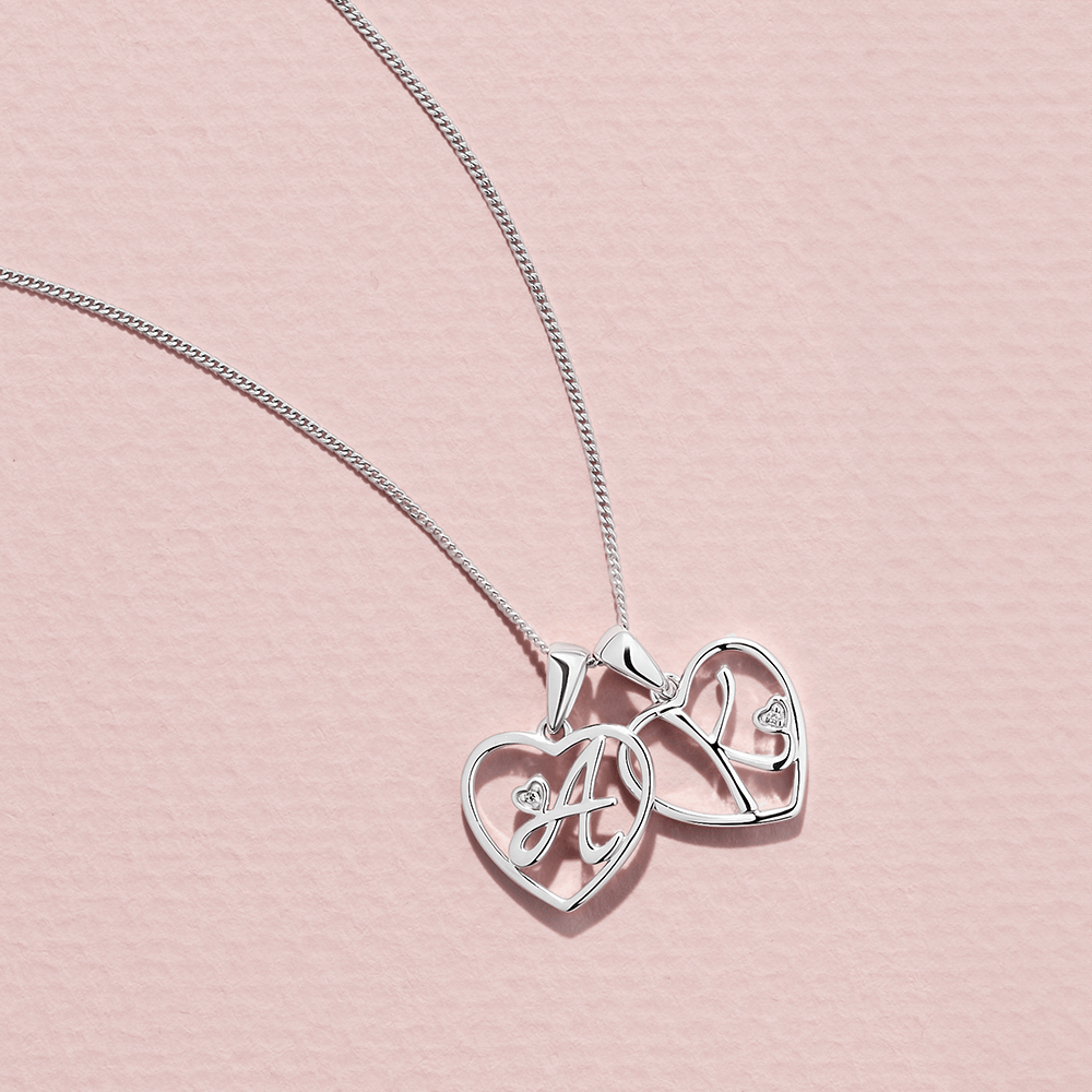Initial Heart Pendant in Sterling Silver
