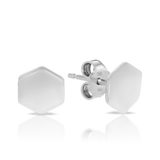 Hexagon Stud Earrings in Sterling Silver