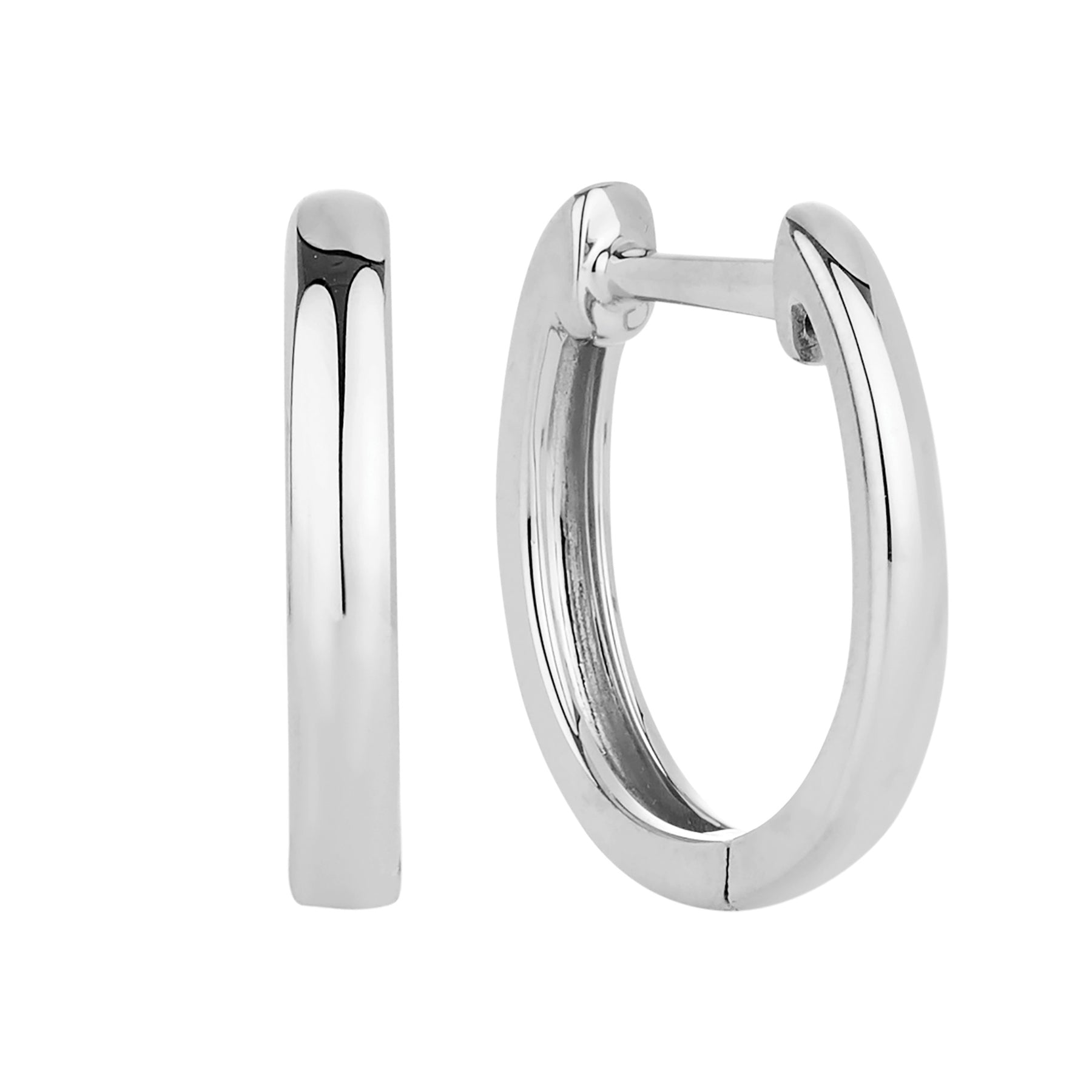 Oval Shaped Huggie Earrings in Sterling Silver