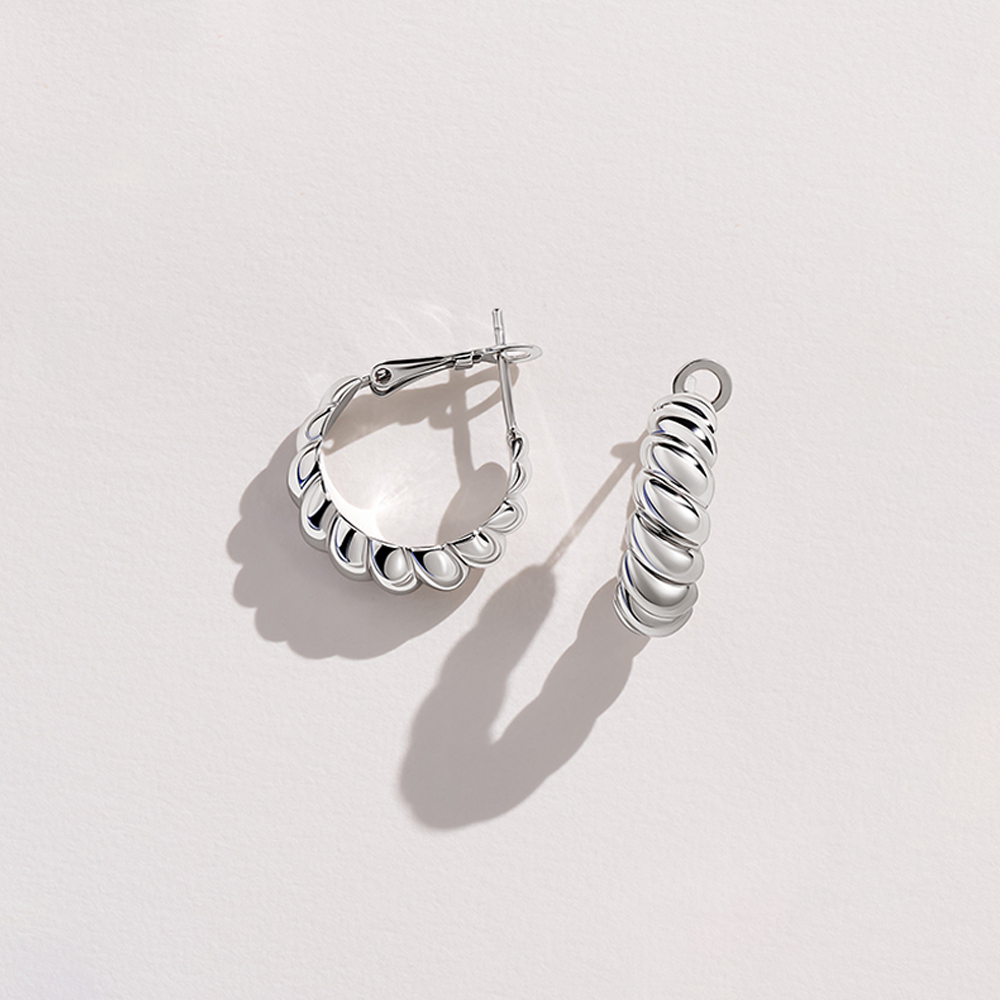 Croissant Hoops in Sterling Silver