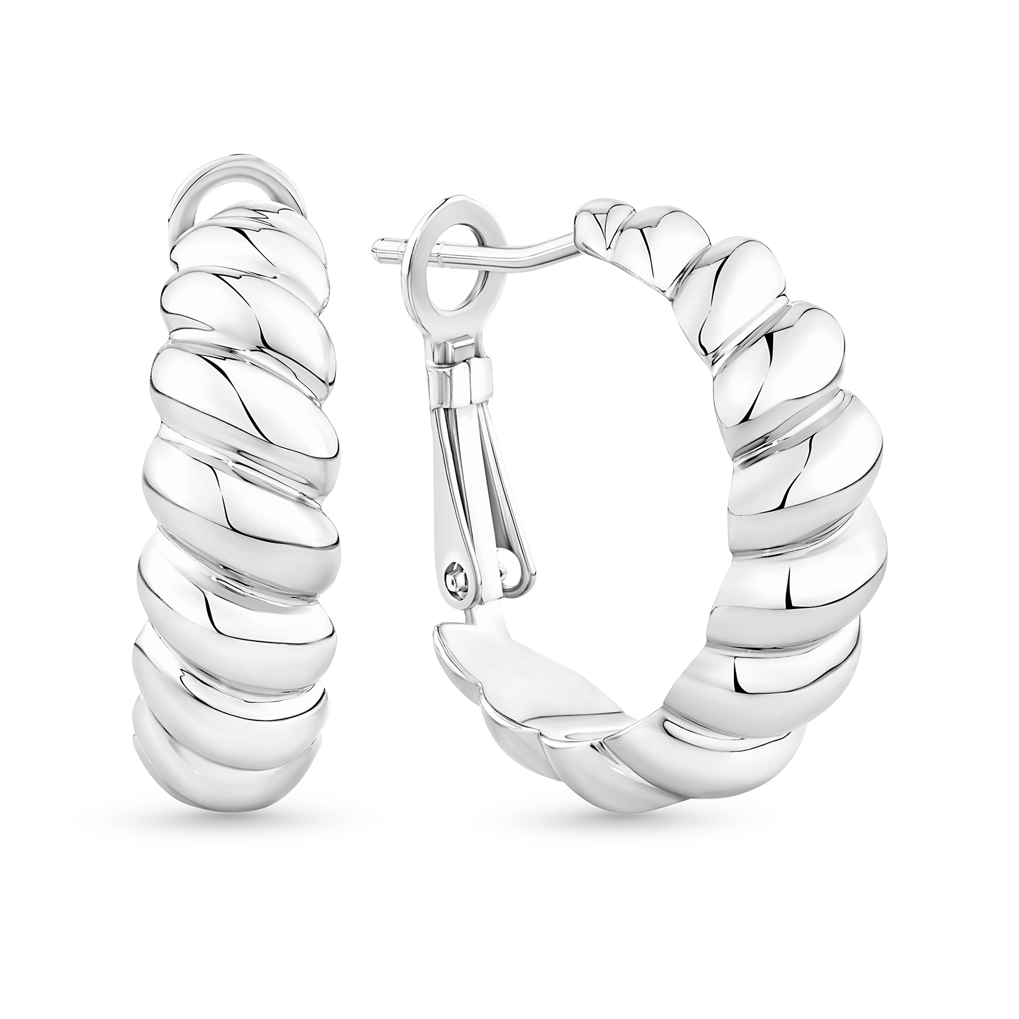 Croissant Hoops in Sterling Silver