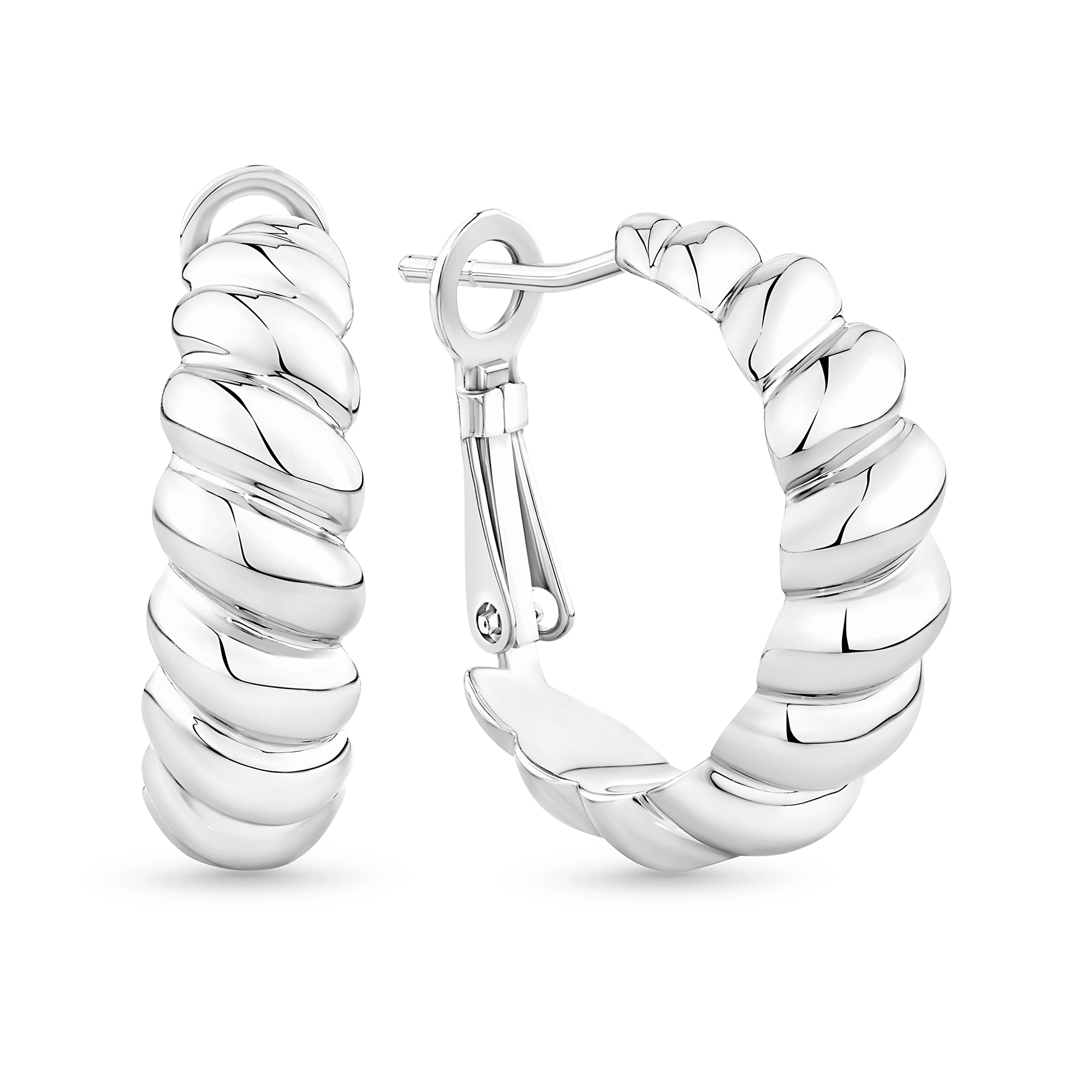 Croissant Hoops in Sterling Silver