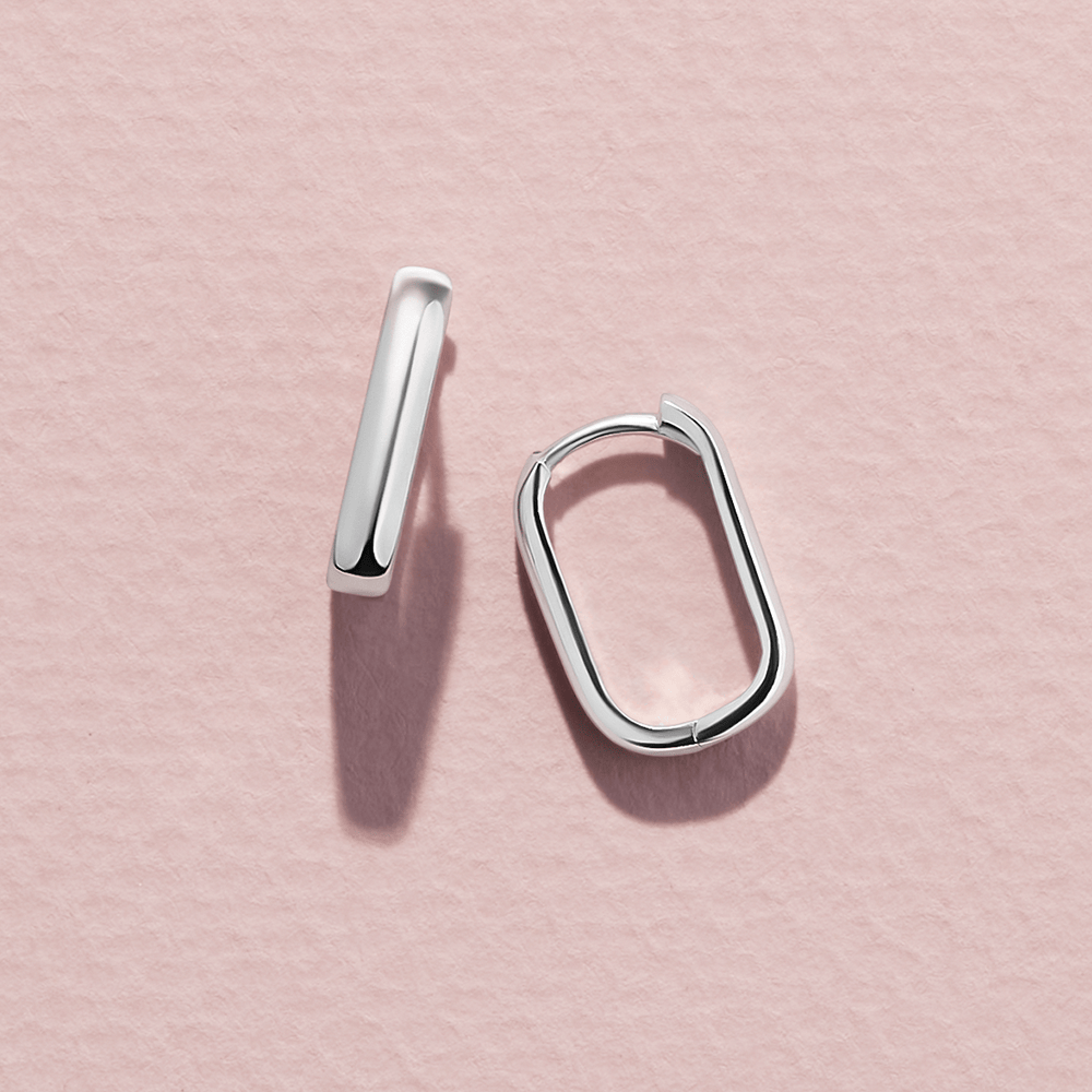 Rectangular Huggie in Sterling Silver