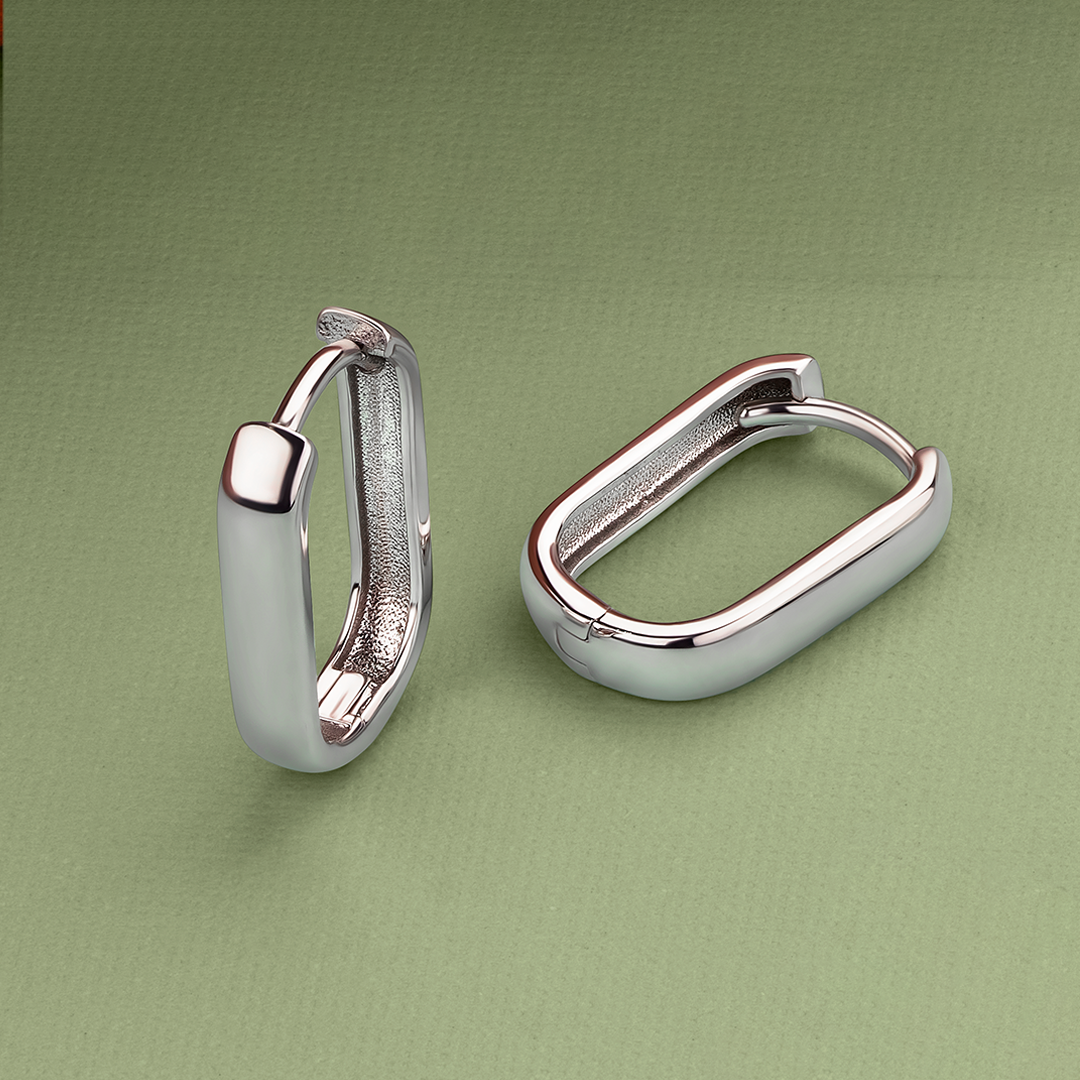 Paperclip Huggies in Sterling Silver