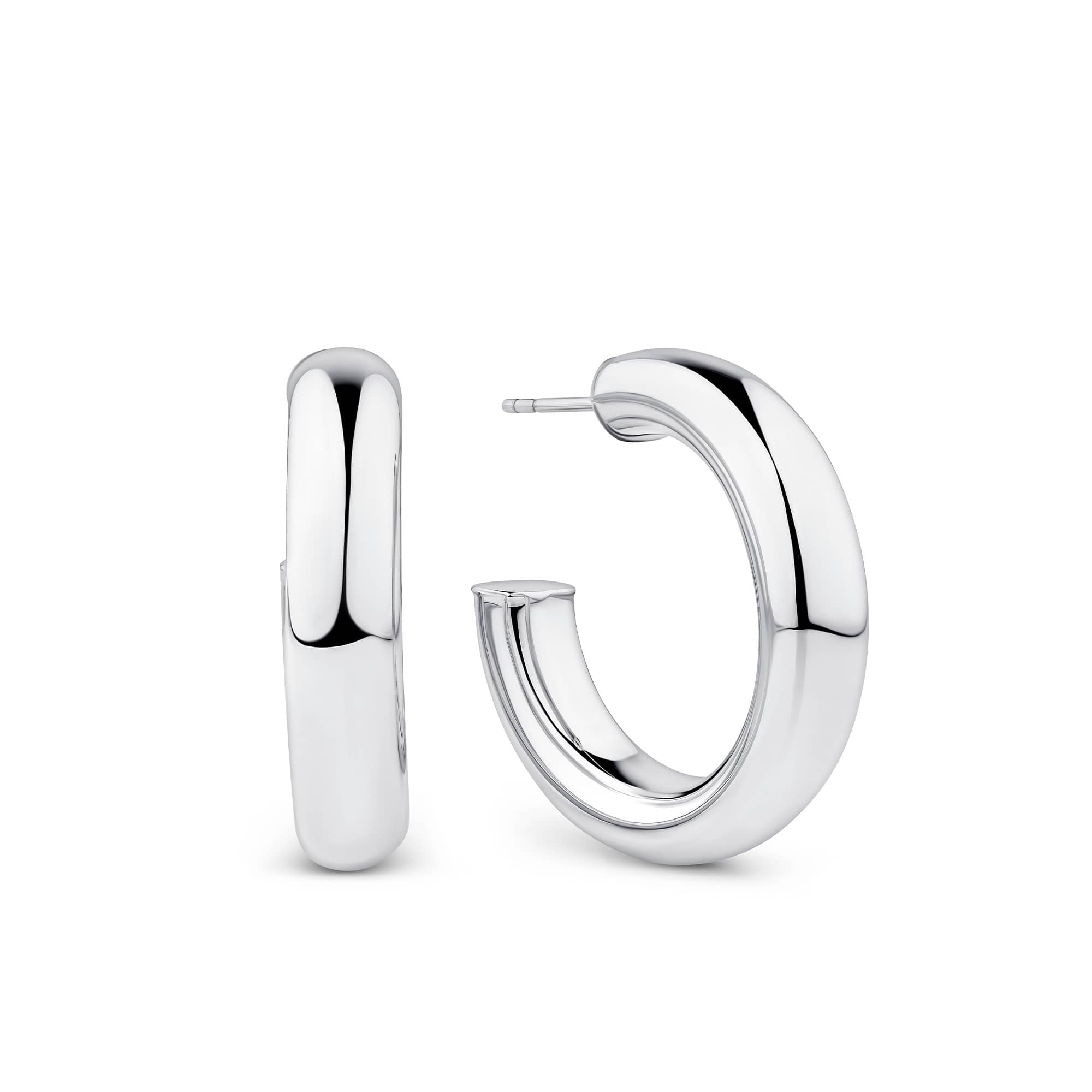 Large Round Hoop Earrings in Sterling Silver