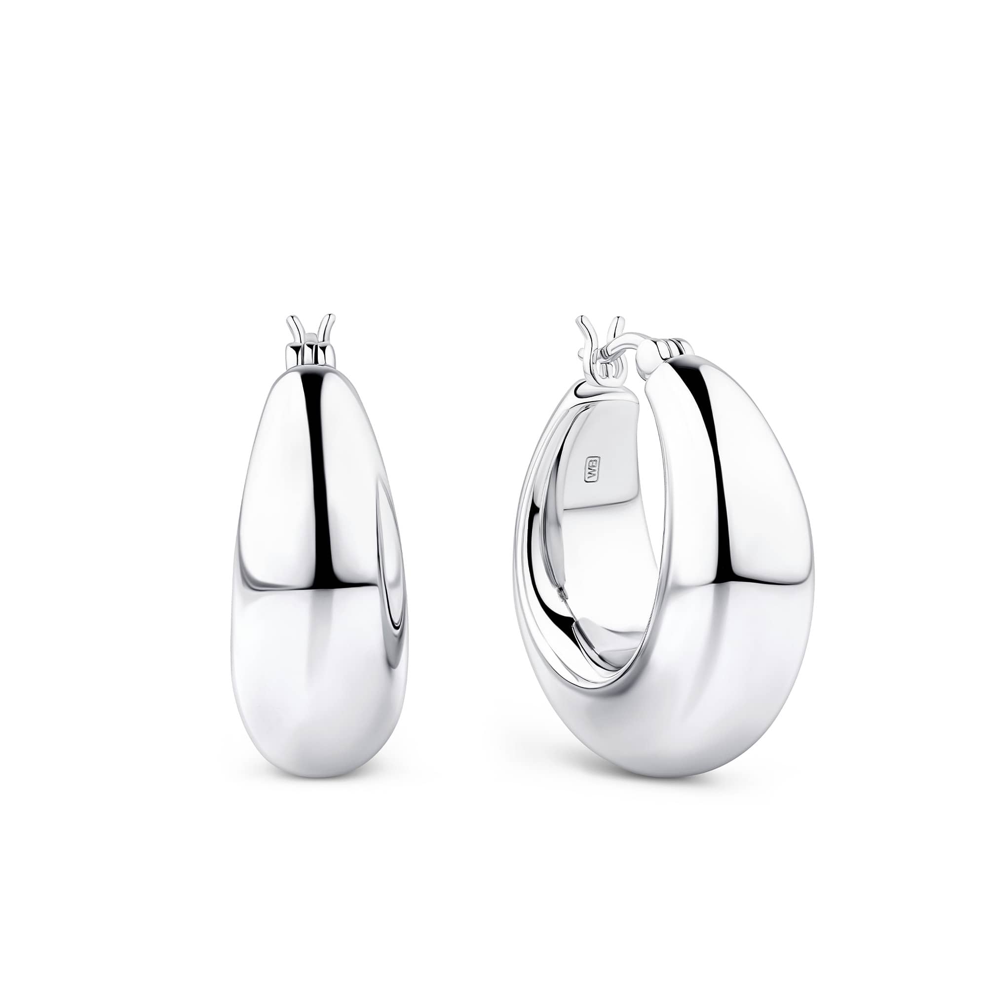 Large Graduated Hoop Earrings in Sterling Silver