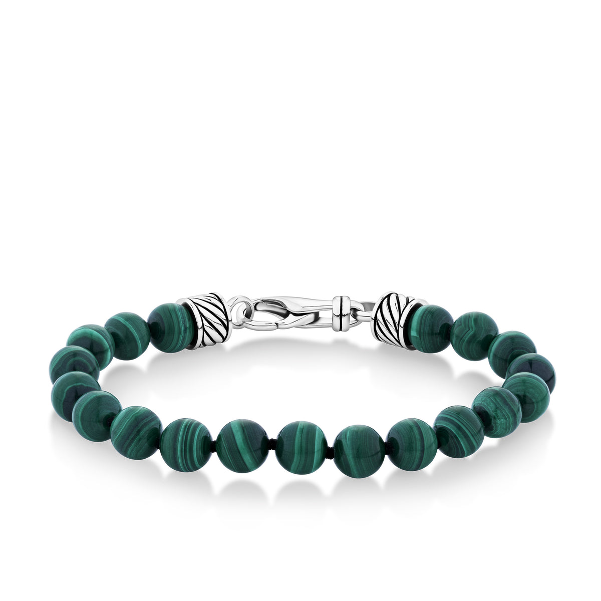 Malachite Gents Bracelet in Sterling Silver