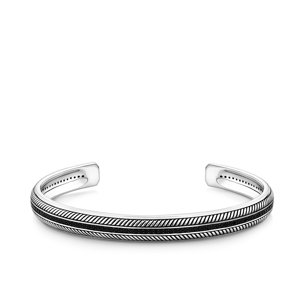 Black Spinel Gents Cuff in Sterling Silver