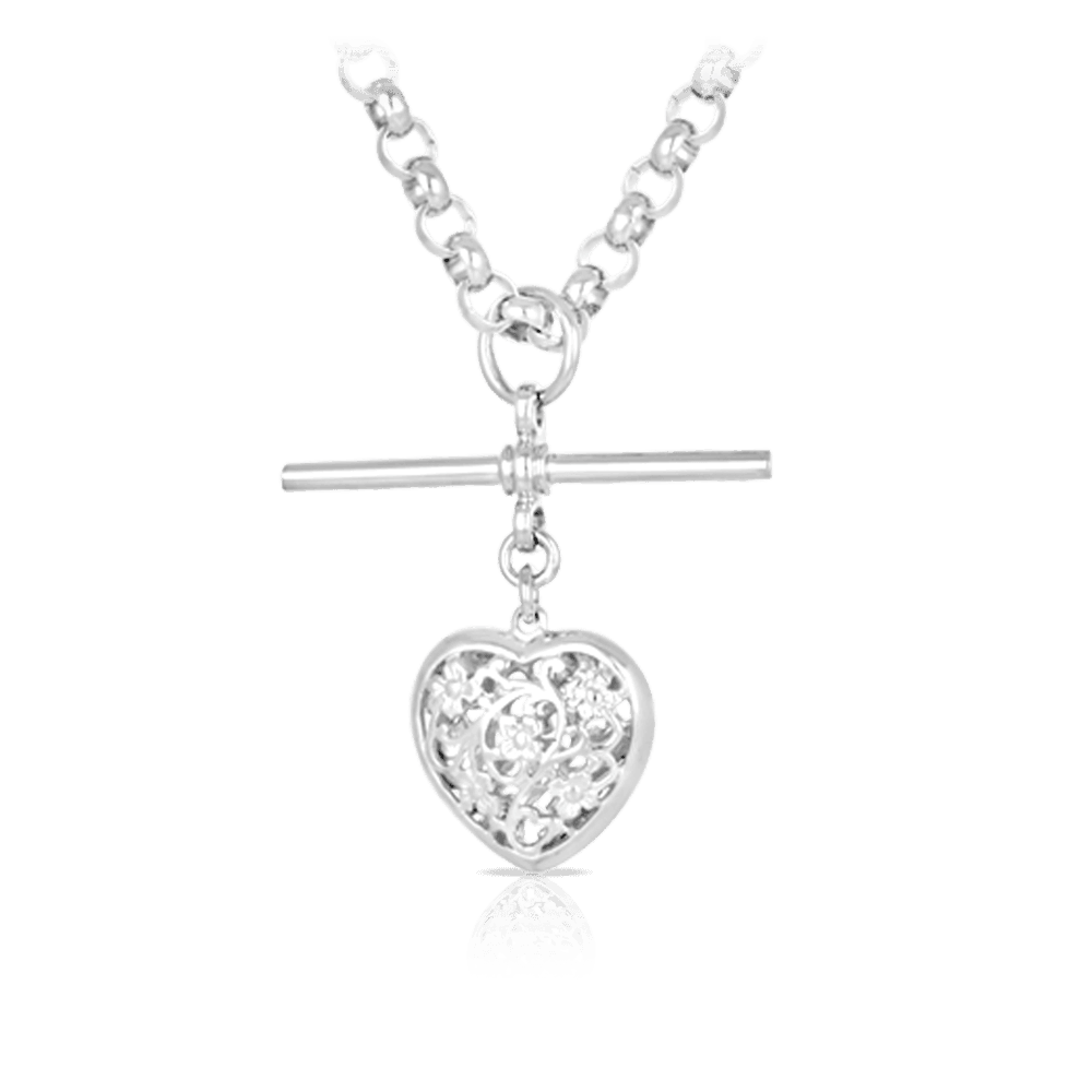 50cm Filigree Heart Swivel Fob Belcher Link Necklet in Sterling Silver - Wallace Bishop