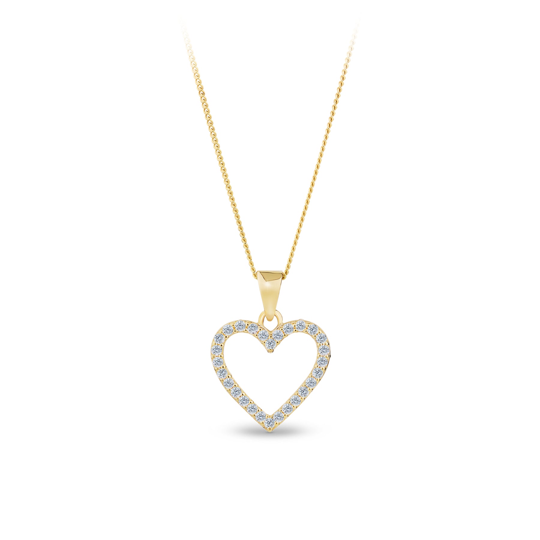 Cubic Zirconia Heart Pendant in 9ct Yellow Gold