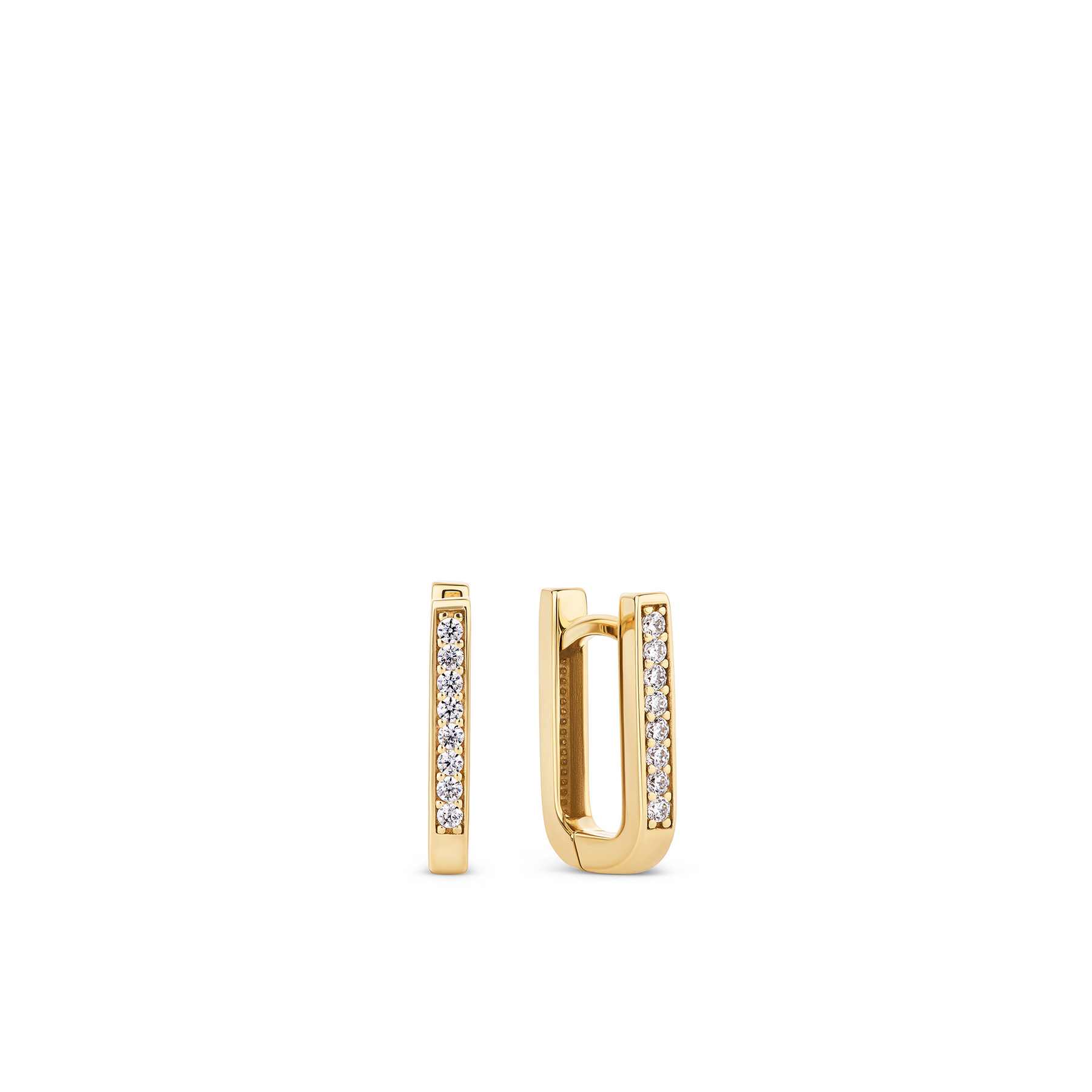 Paperclip Cubic Zirconia Huggie Earrings in 9ct Yellow Gold