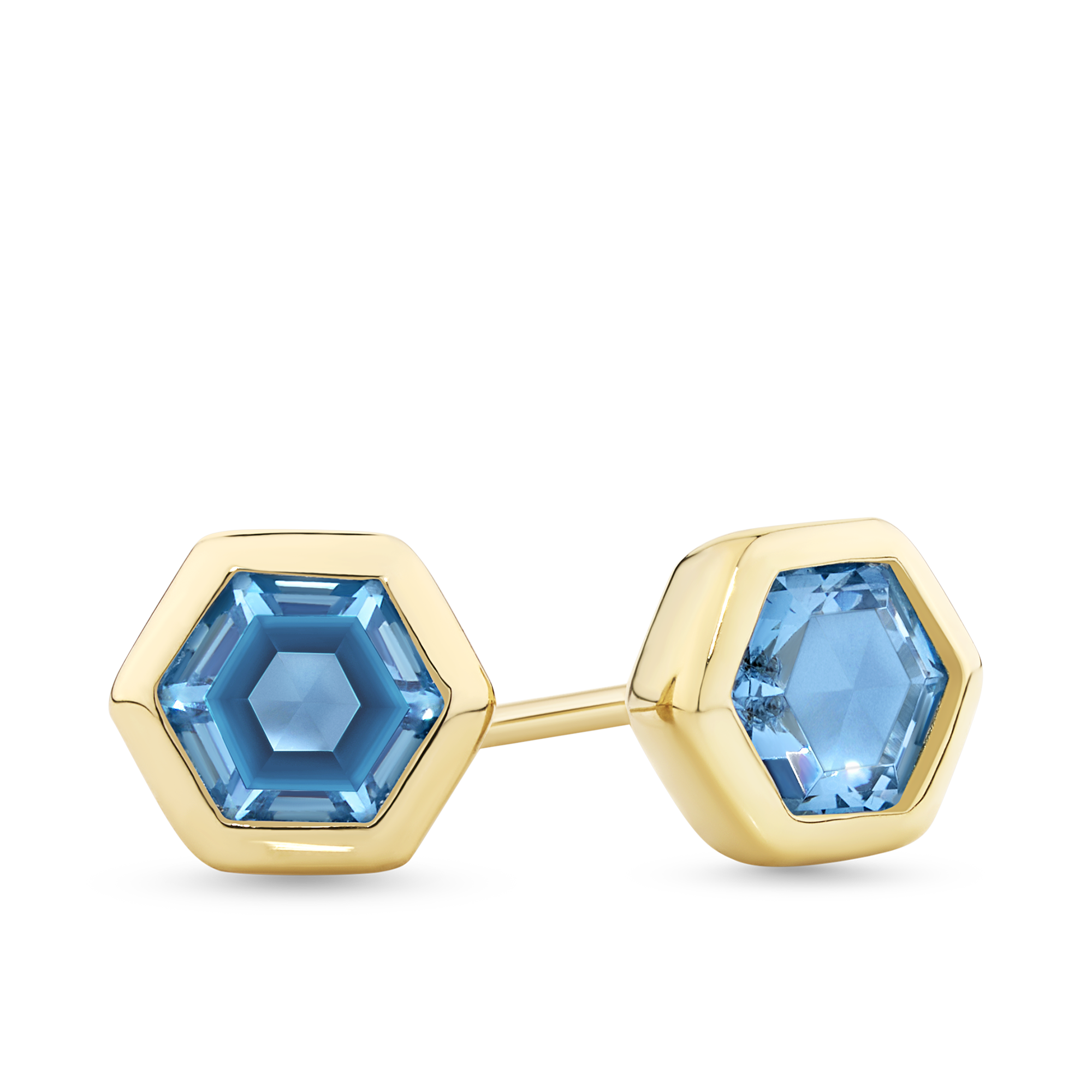 Cubic Zirconia Hexagon Stud Earrings in 9ct Yellow Gold