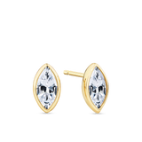 Marquise Shape Cubic Zirconia Stud Earrings in 9ct Yellow Gold