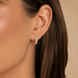 Cubic Zirconia Pave Huggie Earrings in 9ct Yellow Gold