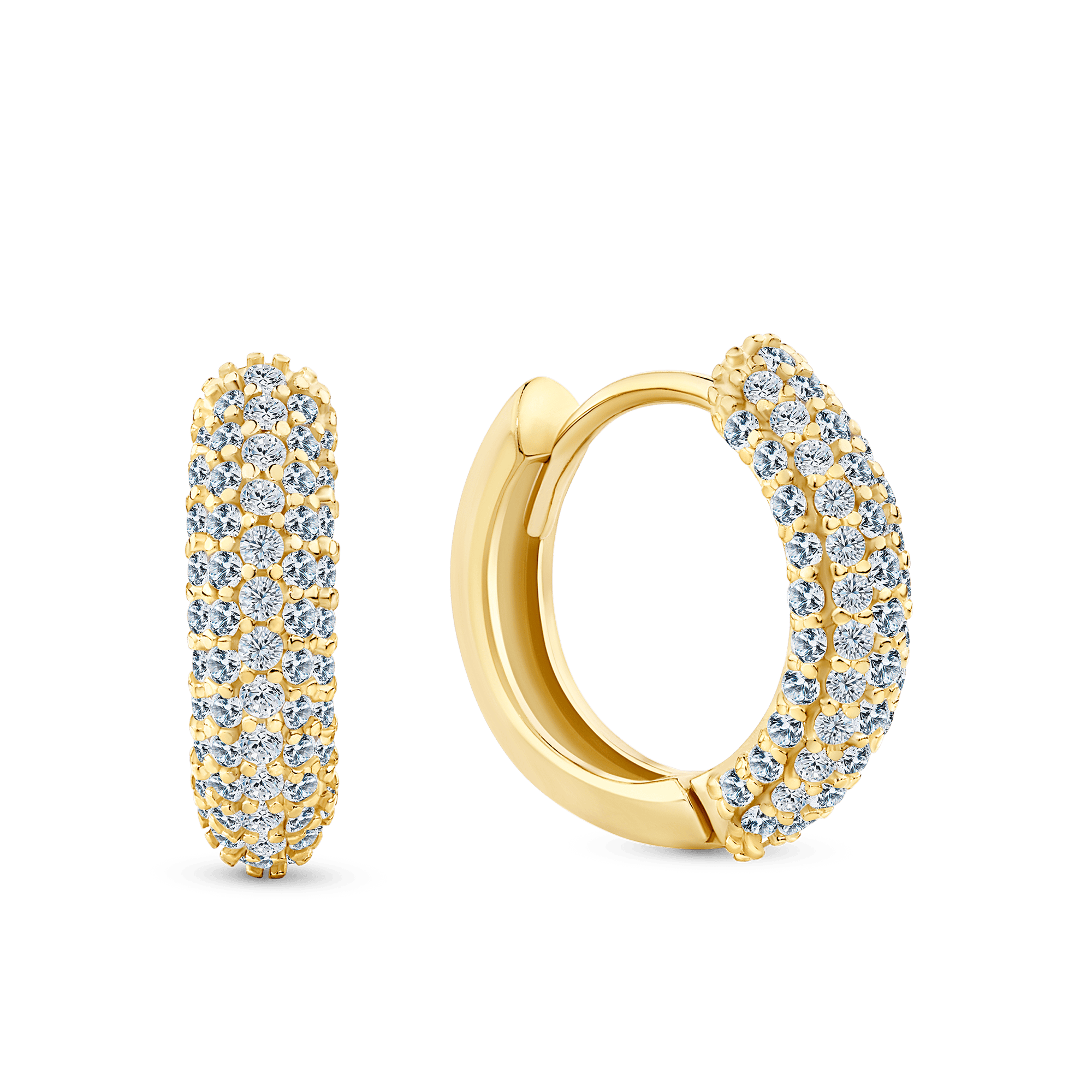 Cubic Zirconia Pave Huggie Earrings in 9ct Yellow Gold