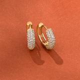 Cubic Zirconia Pave Huggie Earrings in 9ct Yellow Gold