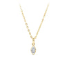 Front-on view of the Wallace Bishop Marquise Cubic Zirconia Bezel Pendant in 9ct Yellow Gold, reference 68MQNK01, hanging from a fine chain with a parrot clasp. The pendant features a bezel-set marquise cut white cubic zirconia for an elongated, minimal look.