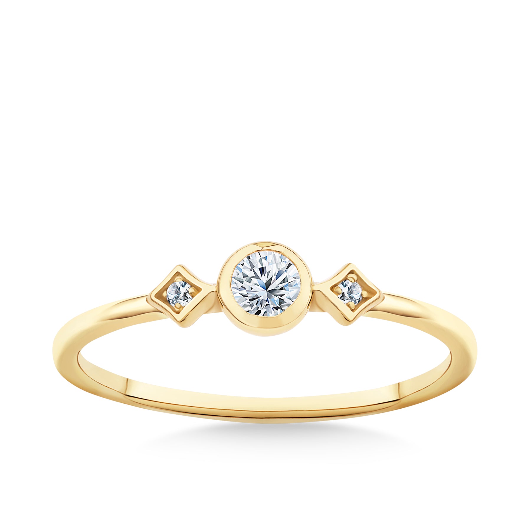 Cubic Zirconia Trilogy Dress Ring in 9ct Yellow Gold