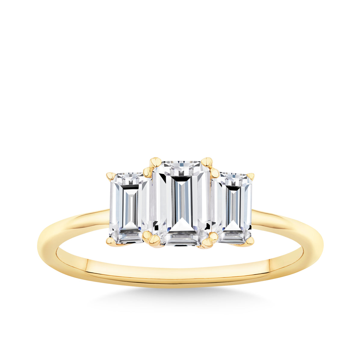 Cubic Zirconia Trilogy Ring in 9ct Yellow Gold