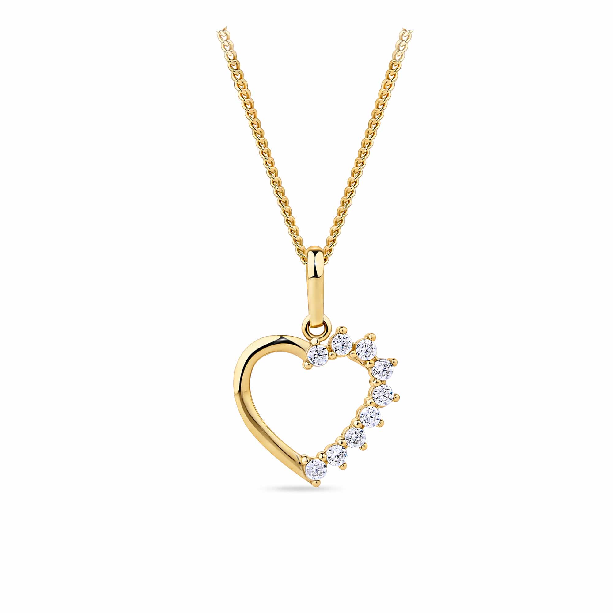 Cubic Zirconia Heart Pendant in 9ct Yellow Gold