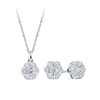 0.77ct TW Cluster Lab-Grown Diamond Pendant and Earrings Set in 9ct White Gold