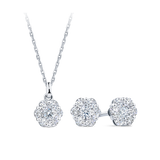 0.77ct TW Cluster Lab-Grown Diamond Pendant and Earrings Set in 9ct White Gold