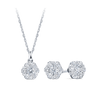 0.77ct TW Cluster Lab-Grown Diamond Pendant and Earrings Set in 9ct White Gold