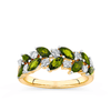 Green Tourmaline & 0.30ct TW Diamond Ring in 9ct Yellow Gold