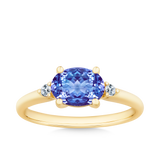 Tanzanite & Diamond Ring in 9ct Yellow Gold