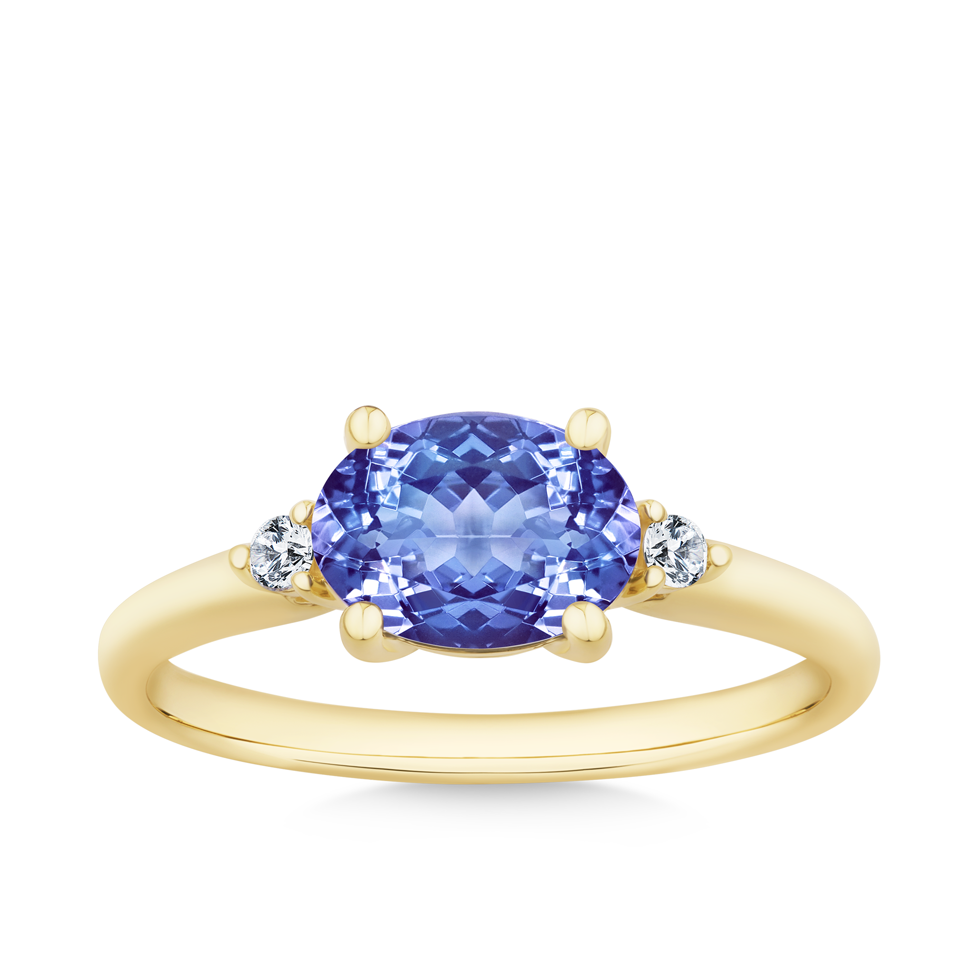 Tanzanite & Diamond Ring in 9ct Yellow Gold