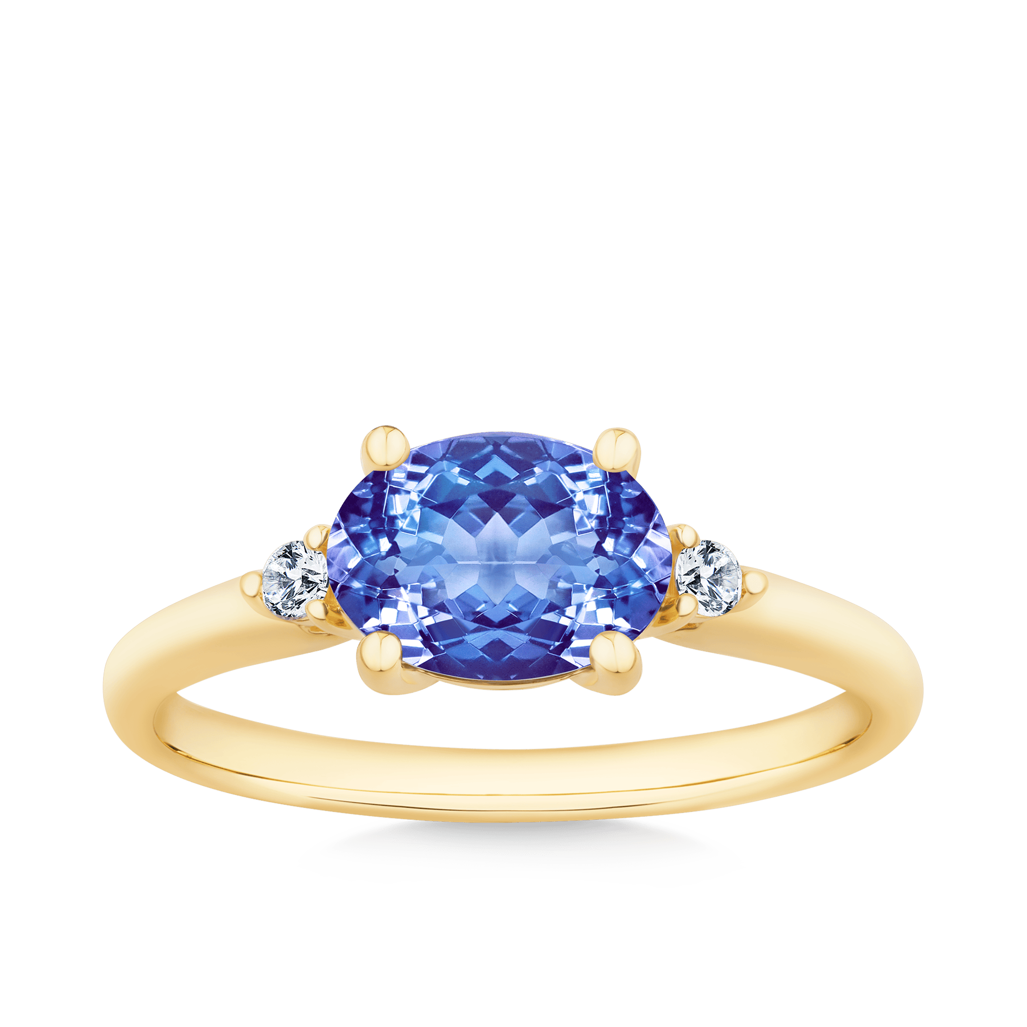 Tanzanite & Diamond Ring in 9ct Yellow Gold