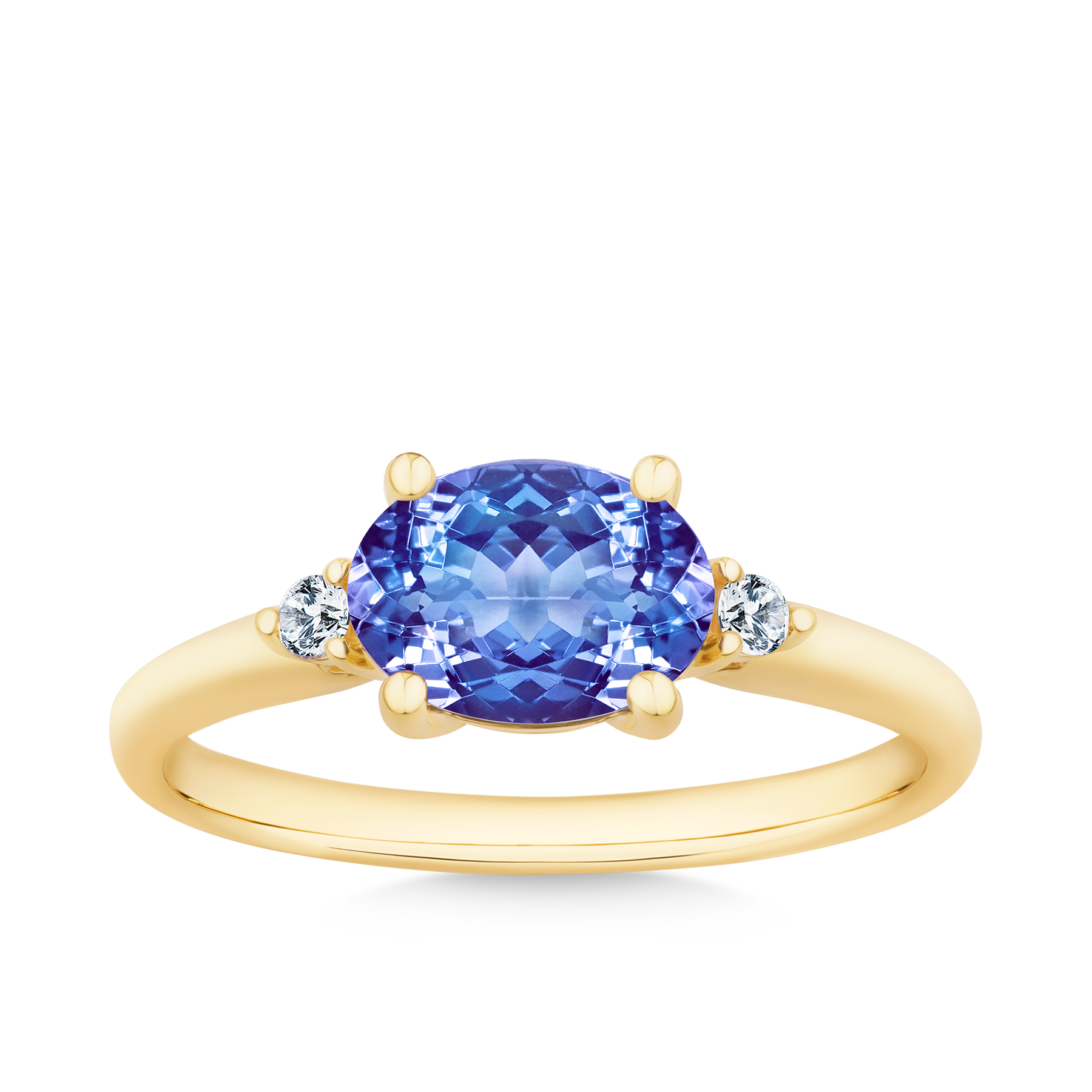 Tanzanite & Diamond Ring in 9ct Yellow Gold