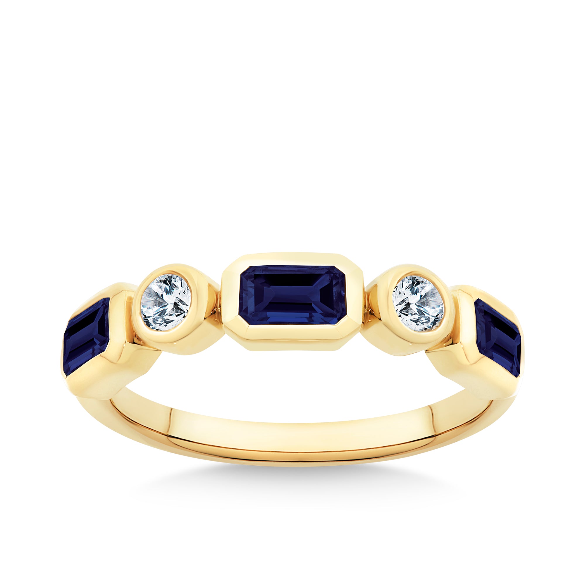 Black Sapphire & 0.16ct TW Diamond Dress Ringin 9ct Yellow Gold