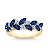 Sapphire & 2.09ct TW Diamond Cluster Dress Ring in 9ct Yellow Gold