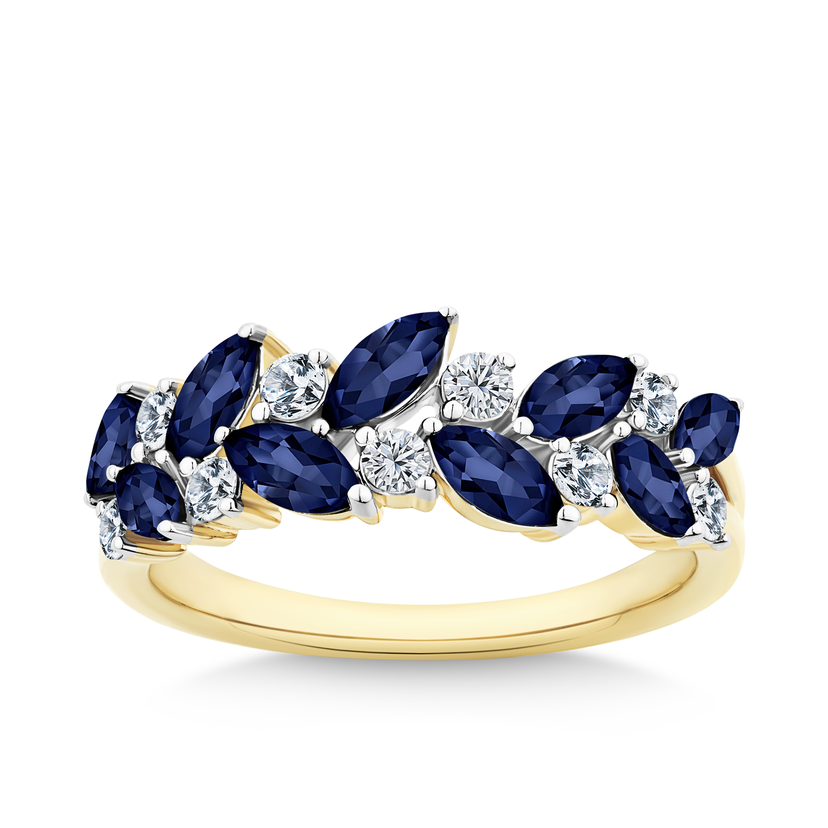 Sapphire & 2.09ct TW Diamond Cluster Dress Ring in 9ct Yellow Gold