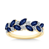 Sapphire & Diamond Cluster Ring in 9ct Yellow Gold