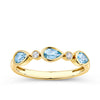 Aquamarine & Diamond Bezel Set Alternating Ring in 9ct Yellow Gold