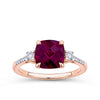 Rhodolite Garnet & Diamond Checkerboard Ring in 9ct Rose Gold