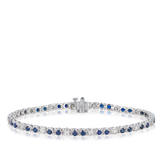 Diamond & Sapphire Tennis Bracelet in 9ct White Gold