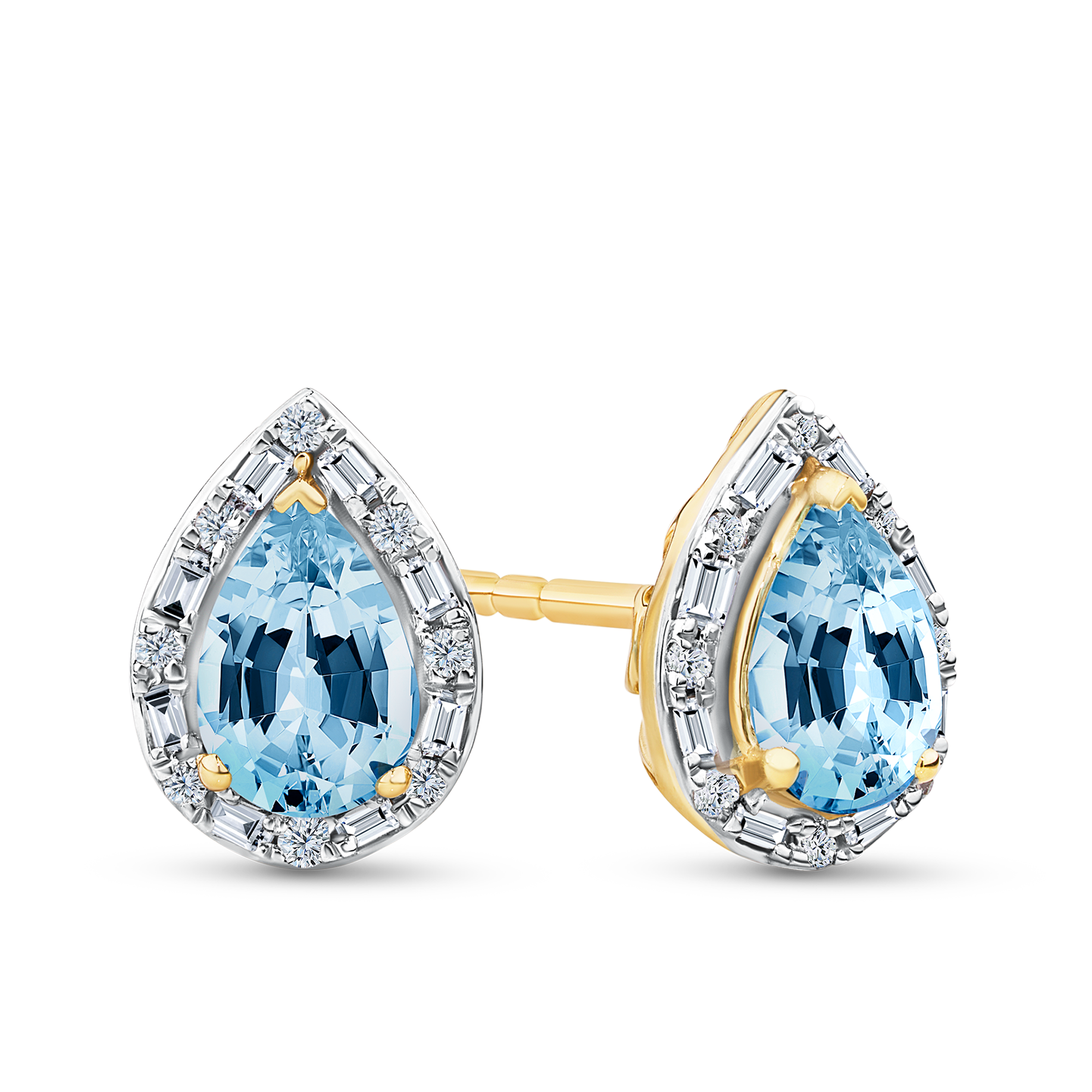 Topaz & 0.14ct TW Diamond Halo Stud Earrings in 9ct Yellow Gold