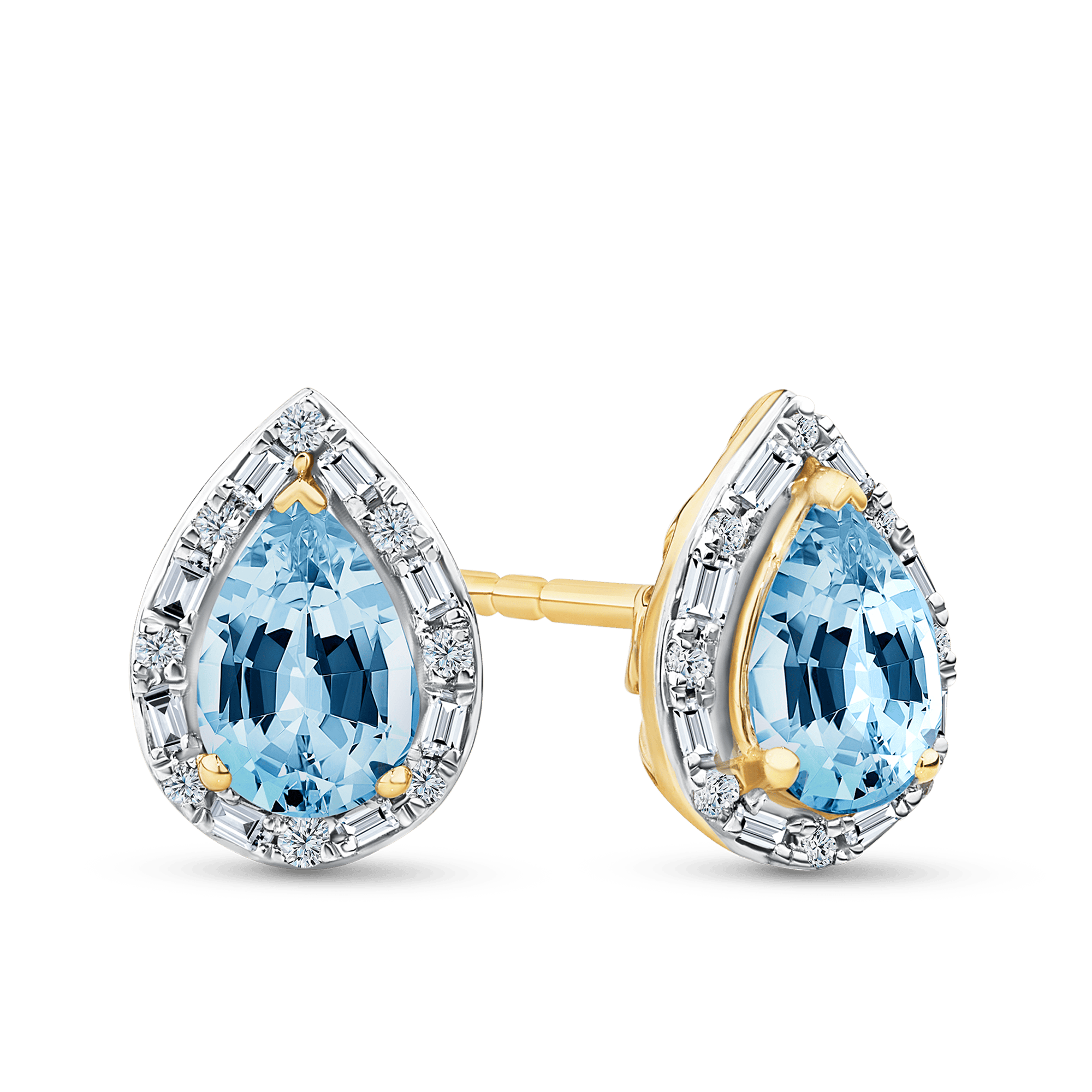 Topaz & 0.14ct TW Diamond Halo Stud Earrings in 9ct Yellow Gold