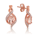 Oval Cut Morganite and Diamond Earrings in 9ct Rose Gold