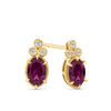 Rhodolite Garnet & Diamond Stud Earrings in 9ct Yellow Gold