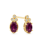 Rhodolite Garnet & Diamond Stud Earrings in 9ct Yellow Gold