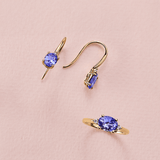 Tanzanite & Diamond Drop Earrings in 9ct Yellow Gold - with matching ring