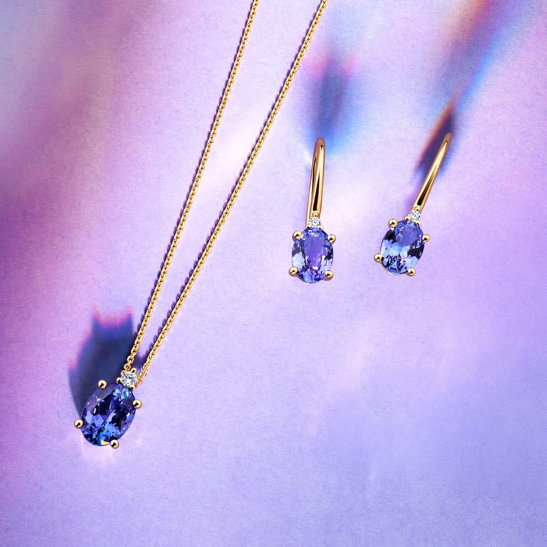 Tanzanite & 1.30ct TW Diamond Pendant in 9ct Yellow Gold