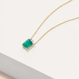 Emerald & Diamond Claw and Channel Set Pendant in 9ct Yellow Gold
