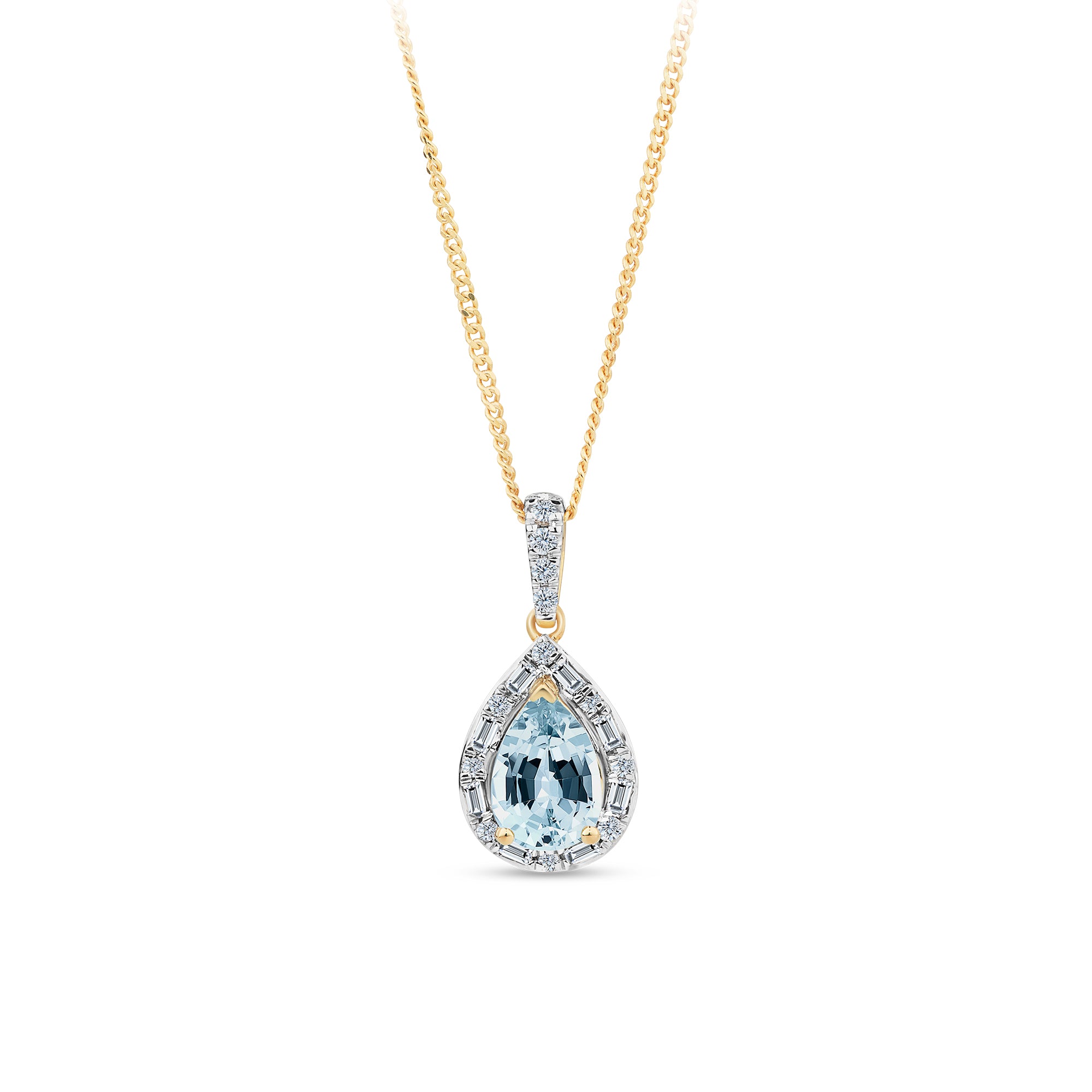 Topaz &0.14ct TW Diamond Halo Pendant in 9ct Yellow Gold