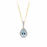 Topaz &0.14ct TW Diamond Halo Pendant in 9ct Yellow Gold
