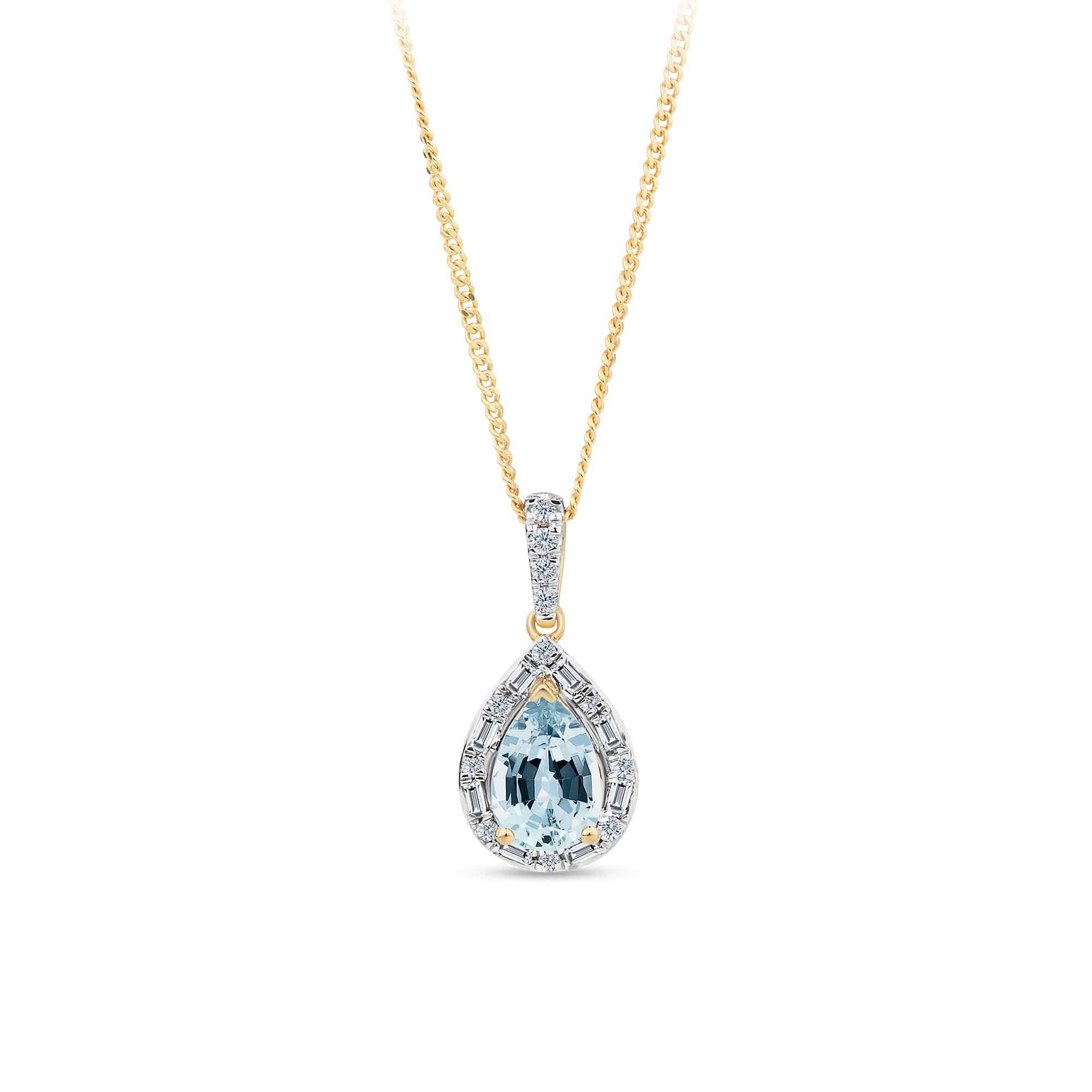 Topaz &0.14ct TW Diamond Halo Pendant in 9ct Yellow Gold